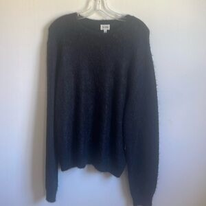 Mens REDONE crew neck fuzzy sweater in mineral black size L